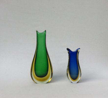 Italian Murano Glass Vases From Murano 1960s Set Of 2 For Sale