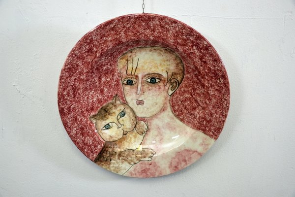 Large Ceramic Decorative Plate By Gentilini Franco For Ceramiche