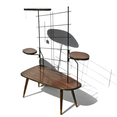 Mid Century Brown Black Plant Table With Hairpin Legs 1950s For
