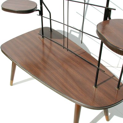 Mid Century Brown Black Plant Table With Hairpin Legs 1950s For