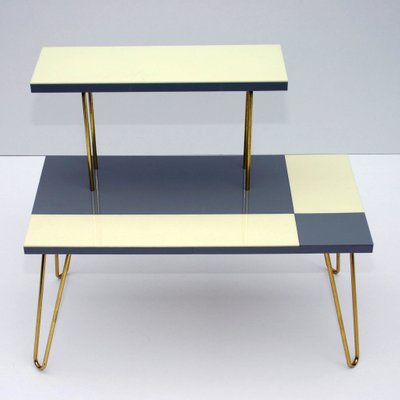 Mid Century Gray Beige Plant Table With Hairpin Legs 1950s For