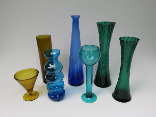 Mid-Century Glass Vases, Set of 7 for sale at Pamono