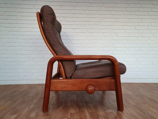Danish Teak Leather Lounge Chair From Hs Design 1980s For Sale At Pamono