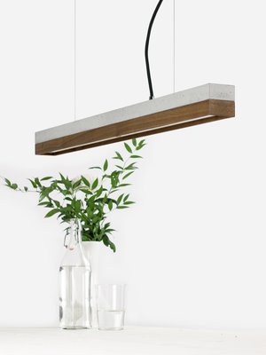 Concrete \u0026 Walnut Wood Pendant Light 