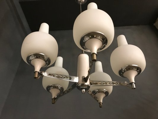Opaline Glass 5 Arm Chandelier From Stilnovo 1950s For At Pamono Opaline Glass 5 Arm Chandelier From, 5 Arm Glass Chandelier