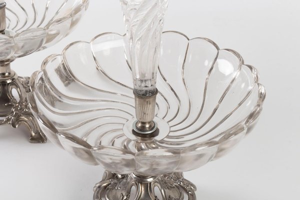 Antique Silvered And Crystal Metal Vases Set Of 2 For Sale At Pamono