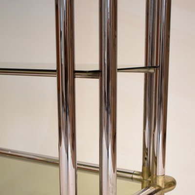 Mid-Century Hollywood Regency French Chrome and Brass Shelf, 1970s