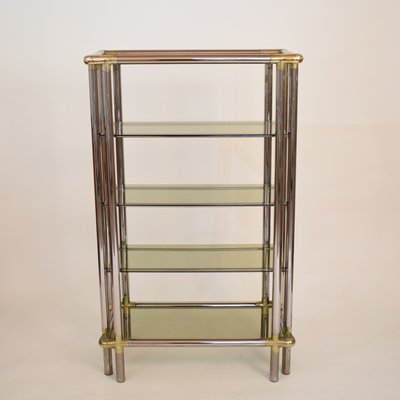 Mid-Century Hollywood Regency French Chrome and Brass Shelf, 1970s