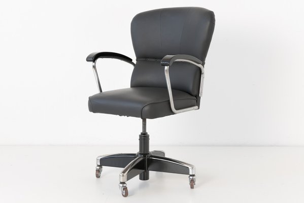 German Black Leather Desk Chair From, Small Leather Desk Chair