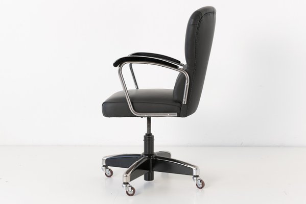 German Black Leather Desk Chair From, Black Leather Computer Chair