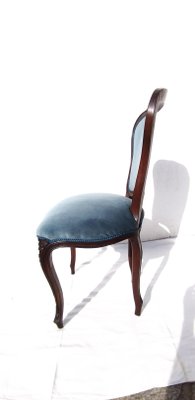 French Mahogany And Blue Velvet Dining Chairs 1930s Set Of 5 For Sale At Pamono