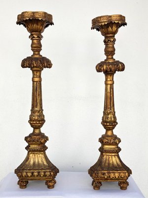 Alte Kerzenständer  aus bemaltem  Metall 2 Stück
