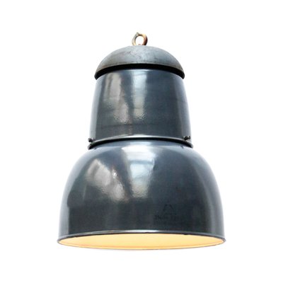 Dark Navy Blue Enamel Ceiling Lamp 1950s