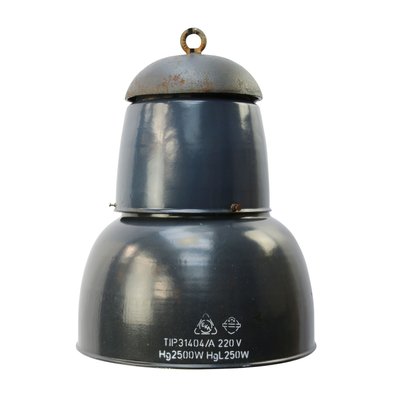 Dark Navy Blue Enamel Ceiling Lamp 1950s