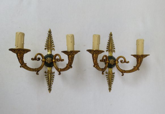 Grande Applique Murale Empire – 2 Feux – Bois Doré – 3 Flèches – Vintage
