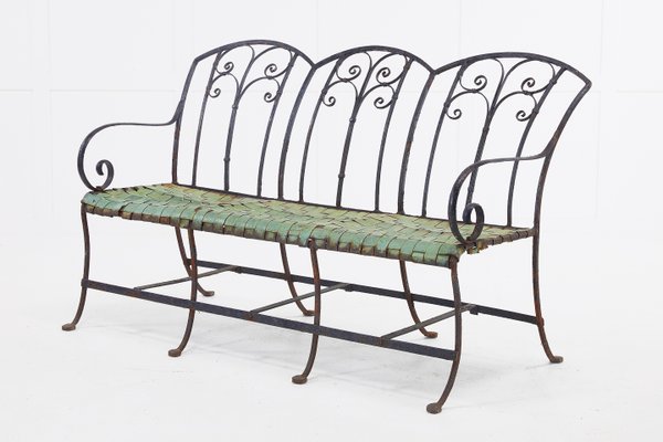 Vintage French Wrought Iron And Copper Bench For Sale At Pamono
