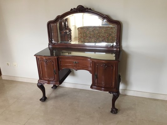 Antique Chippendale Ball And Claw Mahogany Mirrored Dressing Table