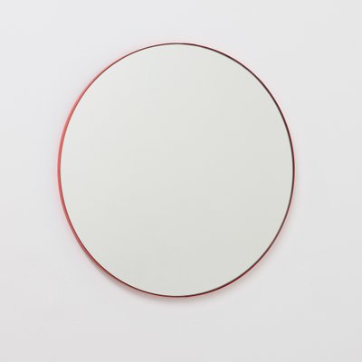 Large Round Silver Orbis Mirror With, Round Mirror Red Frame