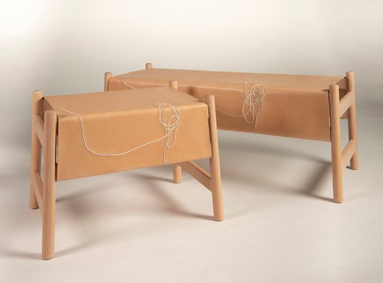 Trazo Natural Leather Bench By Caterina Moretti And Justine