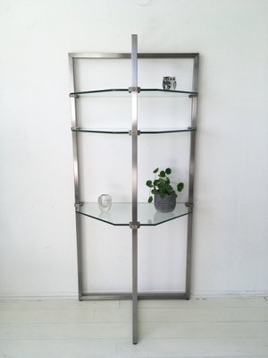 Stainless Steel And Glass Bookcase By, Stainless Steel And Glass Shelving Units