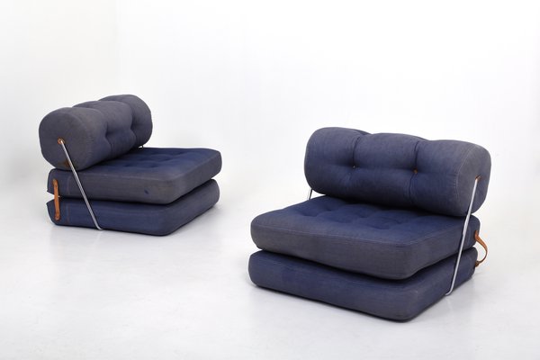 Model Tajt Blue Lounge Chairs By Lundgren Gillis For Ikea 1970s