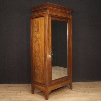 Italian Rosewood Walnut And Burl Inlaid Wardrobe 1950s For Sale