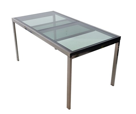 Smoked Glass Extendable Dining Table By Milo Baughman 1972 For At Pamono Smoked Glass Extendable Dining Table By, Extendable Glass Top Dining Table