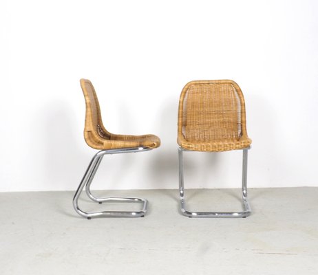 Chaises De Salle A Manger En Rotin Par Dirk Van Sliedregt Pour
