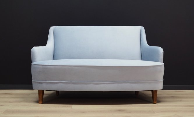 Danish Blue Velour Sofa 1970s Danish Blue Velour Sofa 1970s