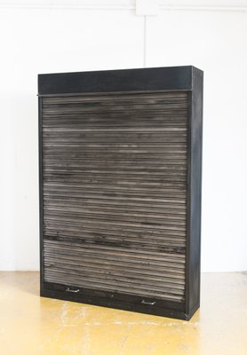 French Metal Postal Service Roll Front Cubby Hole Cabinet 1950s