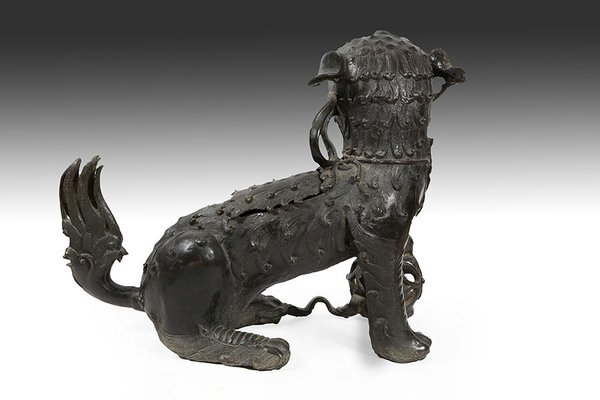 China Brass carved Dragon&FOO FU Dog Incense Burner/Censer Statue