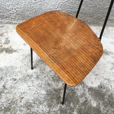 Italian Oak And Metal Dining Chair 1960s For Sale At Pamono