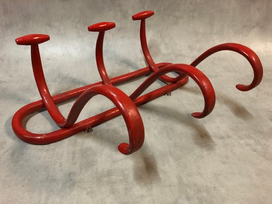 Antique Model S3 Red Bentwood Coat Rack by Thonet Antique Model S3 Red Bentwood Coat Rack by Thonet