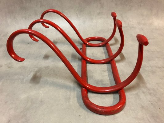 Antique Model S3 Red Bentwood Coat Rack by Thonet Antique Model S3 Red Bentwood Coat Rack by Thonet
