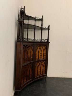 Antique Gothic Style Mahogany Corner Cabinet for sale at Pamono