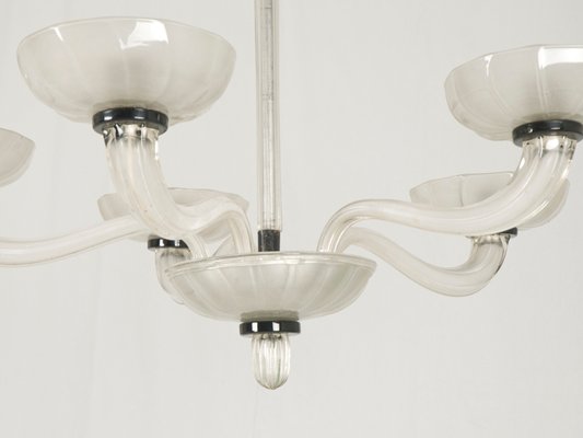 Murano Glass 5 Arm Chandelier, 1940s Murano Glass 5 Arm Chandelier, 1940s