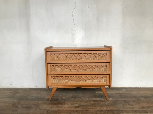 Oak And Wicker Dresser 1950s For Sale At Pamono