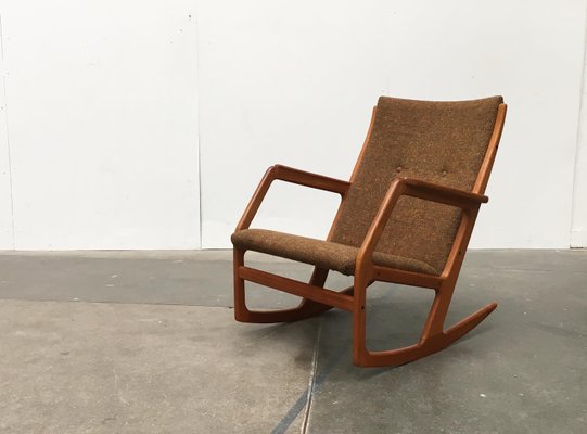 Mid Century Danish Teak Model 100 Rocking Chair by Soren Georg Jensen for Kubus Mobler 1960s for sale at Pamono