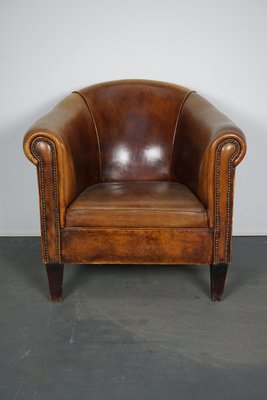 Vintage Dutch Cognac Colored Leather Club Chair For Sale At Pamono