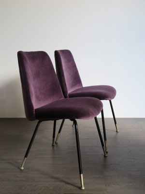 Italian Purple Velvet Dining Chairs 1950s Set Of 2 For Sale At
