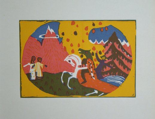 Mountains Woodcut Reprint by Vassily Kandinsky, 1913 for sale at Pamono