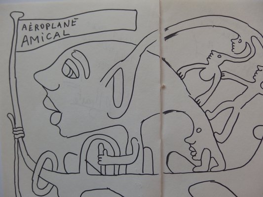 Yvon Taillandier Capitipède En Avion Dessin Original Au Feutre Signé