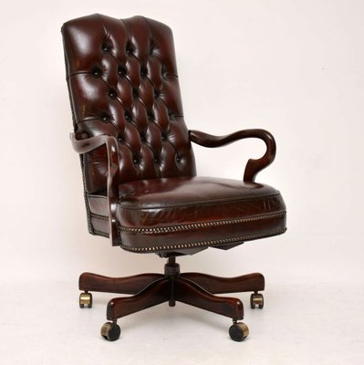 Leather Mahogany Swivel Desk Chair 1950s For At Pamono Leather Mahogany Swivel Desk Chair