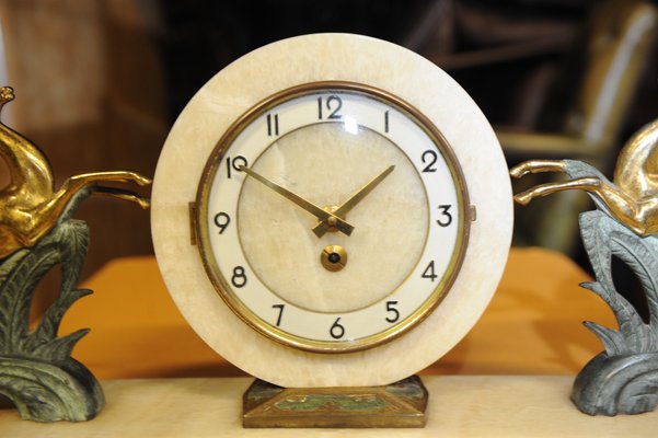 Vintage Onyx Marble Mantel Clock 