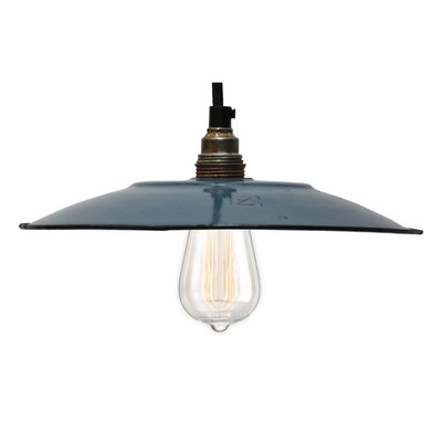 Vintage Industrial Dark Blue Enamel Pendant Lamp 1950s
