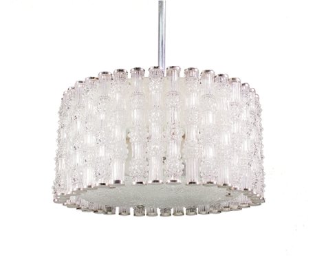 Crystal Gl And Chrome Drum Pendant Lamp By J T Kalmar For Drum Pendant Lamp By J T Kalmar