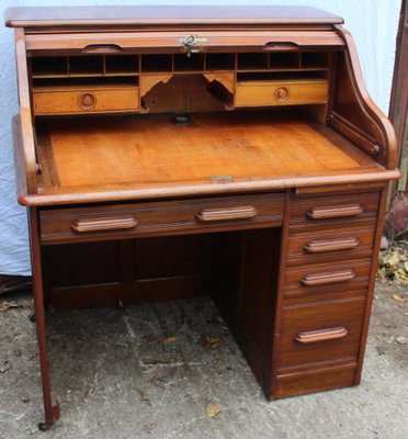 Antique Mahogany Single Pedestal Roll Top Desk 1910s For Sale At