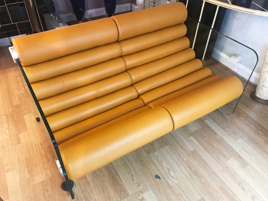 Mid Century Hyaline Tan Leather And, Fabio Leather Sofa