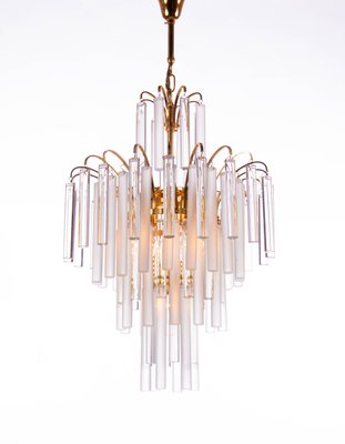 Hollywood regency gilt brass & crystal chandelier by Palwa, 1960s Hollywood regency gilt brass & crystal chandelier by Palwa, 1960s
