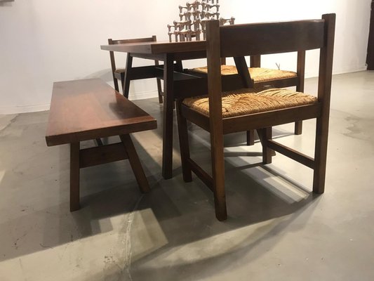Dining Table Bench Chairs Set 1960s For Sale At Pamono